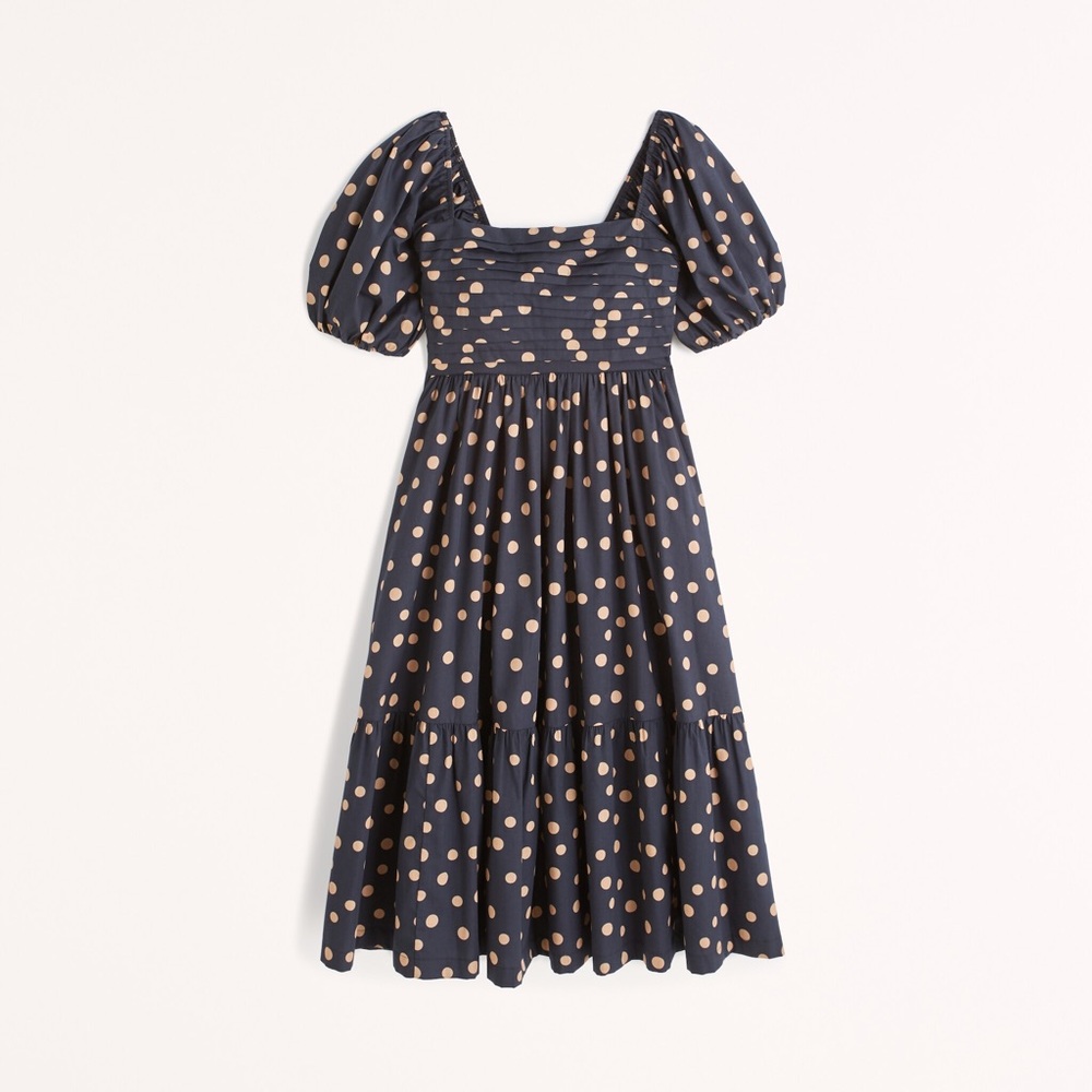 Abercrombie and fitch Ruched Puff Sleeve Poplin Midi Dress!!